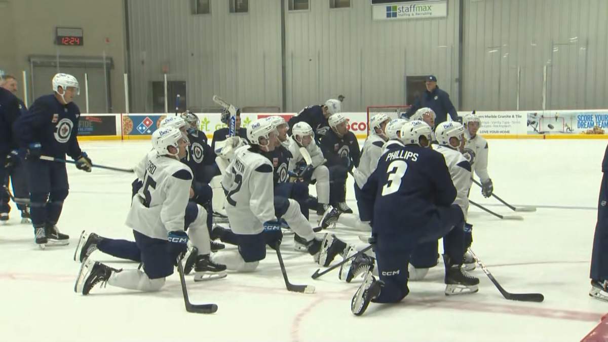 Jets players take part in the opening day of training camp.